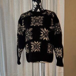 Brown and Cream Snowflake Sweater LLBean Wool